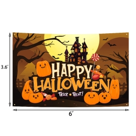 Personalized Jumbo Halloween Sign – 3.6'x6' Custom Name Trick-or-Treat Banner