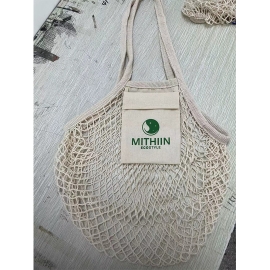 Shopping eco-friendly handbag with mesh pocket
