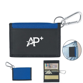 Carabiner Wallet Holder for Cards ID Badge Cash and Coins