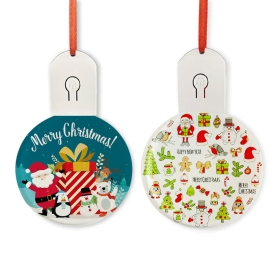 Round Acrylic Luminous Christmas Pendants (Red Strings)