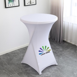 Premium Solid-Color Elastic Polyester Round Table Cover